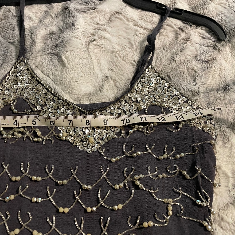 Vintage Beaded sequin embroidered top with adjustable straps , size S-M - Picture 9 of 12